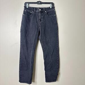 Madewell 90s Straight Jeans Size 28P Petite Stretch Black Charcoal Wash Denim